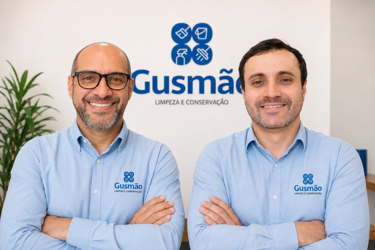 Edson e Adriano, sócios da Gusmão Limpeza e Conservação